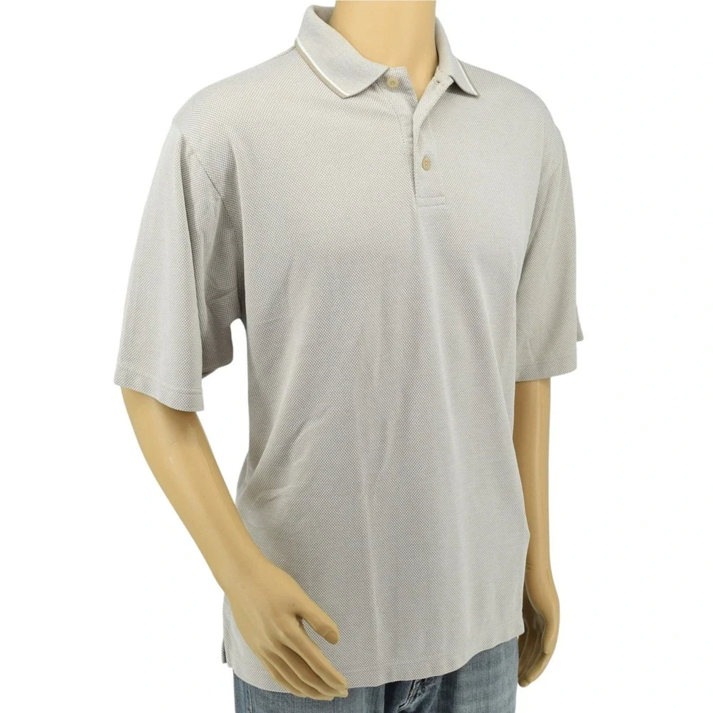 Vintage Nike Team Red Tag Polo Shirt Mens Large Tan Waffle Knit Rayon Blend Y2K